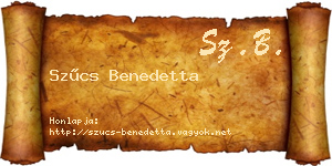Szűcs Benedetta névjegykártya